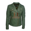 Biker Style Green Fashion Cow-Hide Leather Jacket For Women
