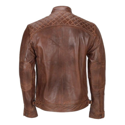 Distressed Brown Cow-hide Leather fashion jacket